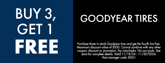 Buy 3 Get 1 Free Goodyear Tires